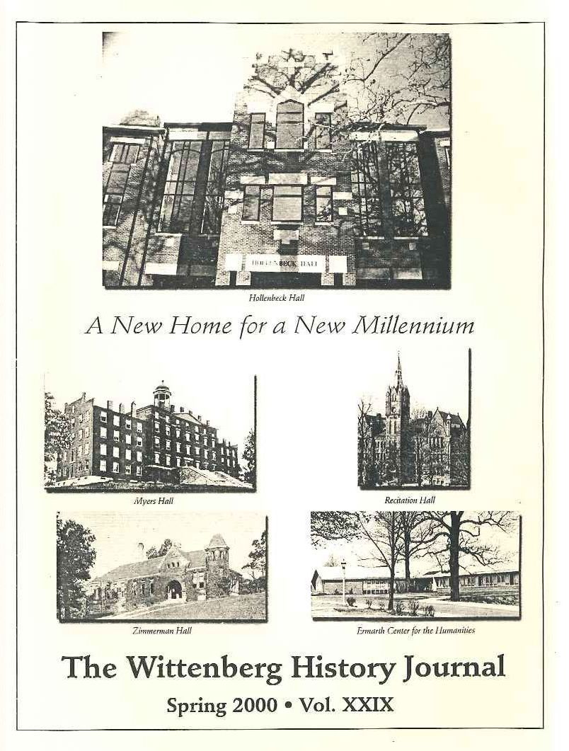 Five black-and-white photographs of Myers Hall, Recitation Hall, Zimmerman Hall, Ermarth Center for the Humanities, and Hollenbeck Hall